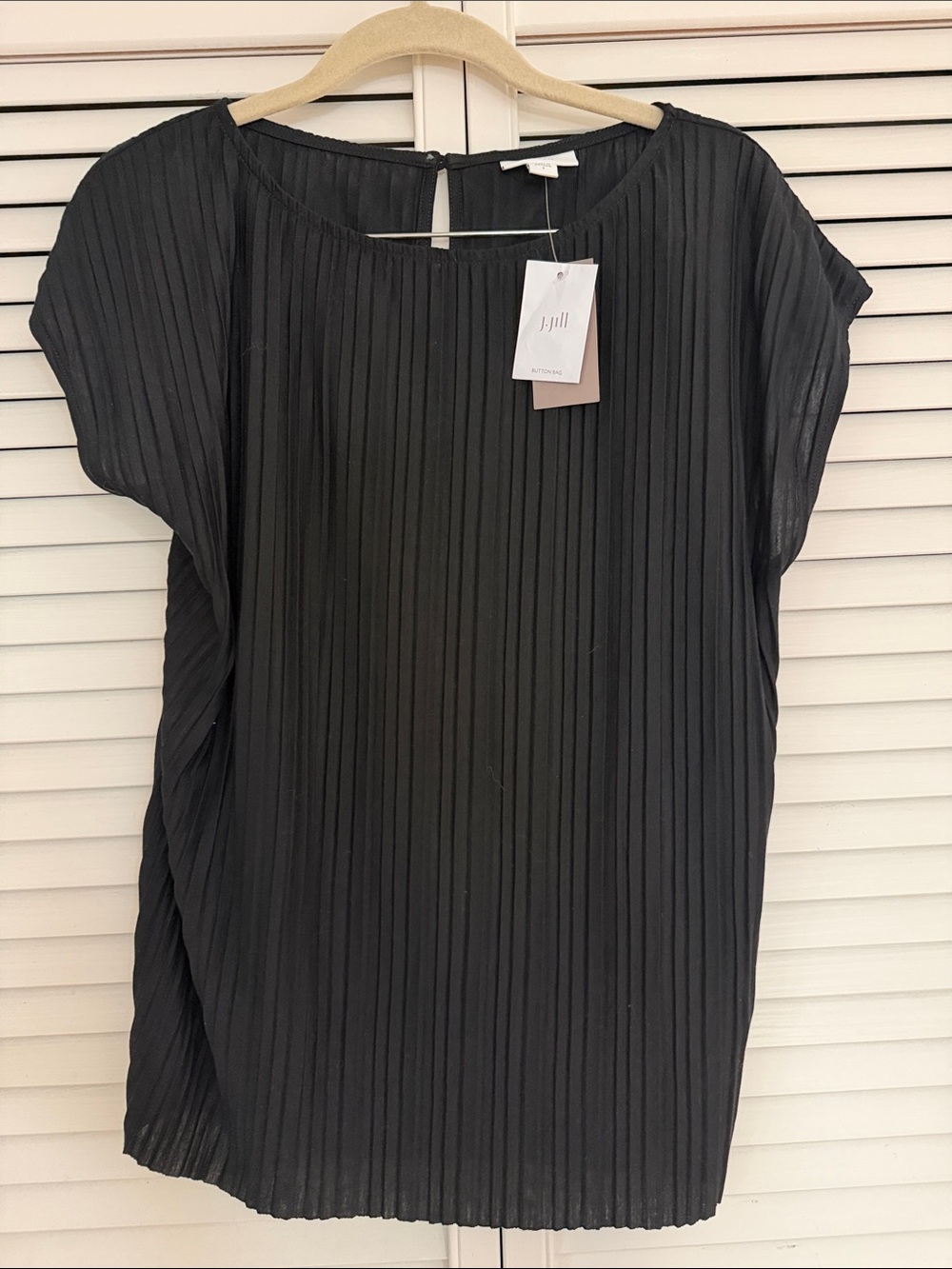 NWT J.Jill Black Pleated Blouse Small